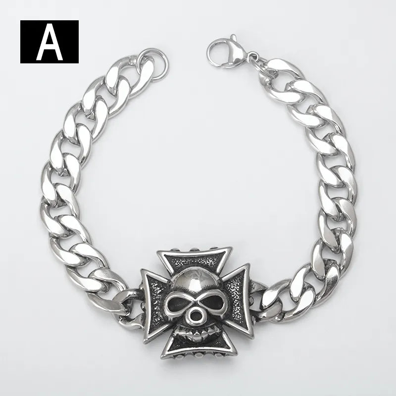Hip-Hop Punk Classic Style Geometric Titanium Steel Unisex Bracelets Men Chain Bracelets