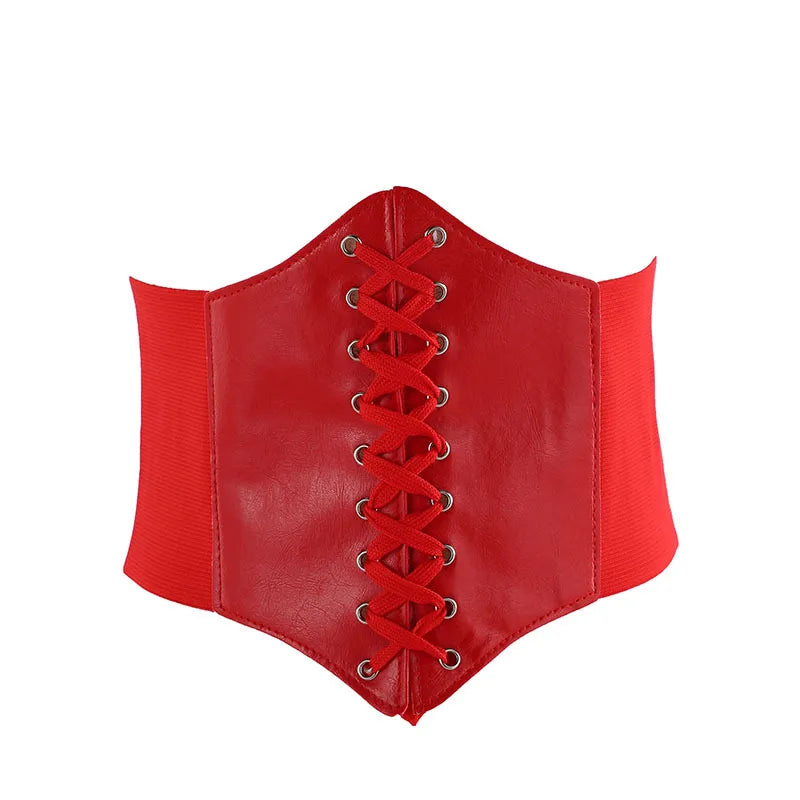 fashion solid color pu leather women's corset belts
