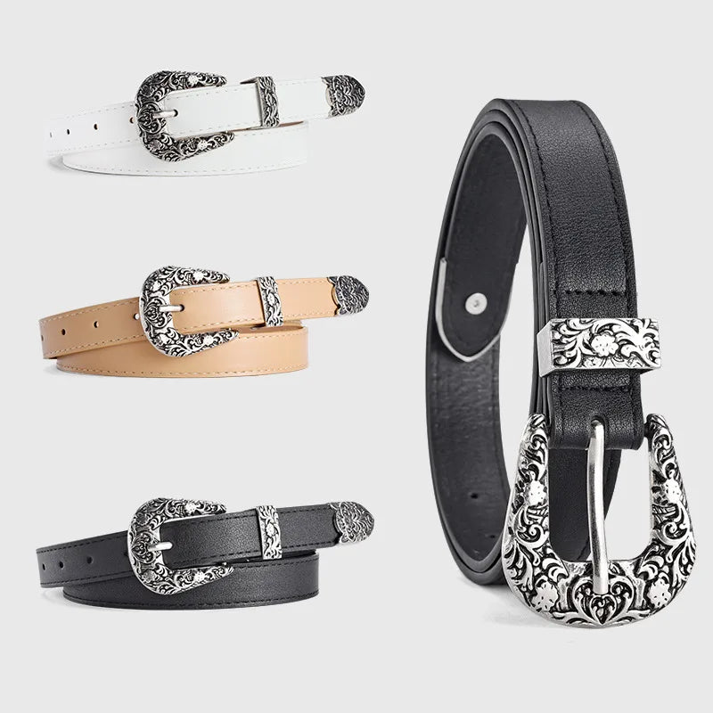 Retro Streetwear Geometric Pu Leather Alloy Women's Leather Belts