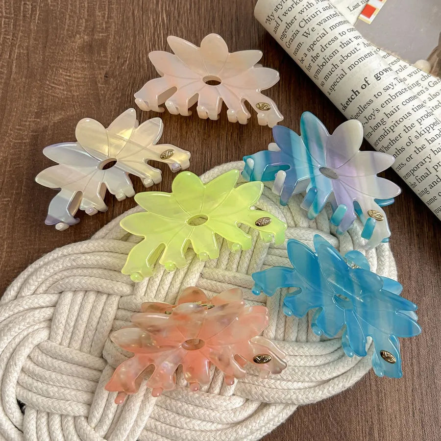Large Size Acetate Flower Hair Clips New Style Colorful Shark Tail Updo Hair Clips Fresh Girl's Hair Accessories