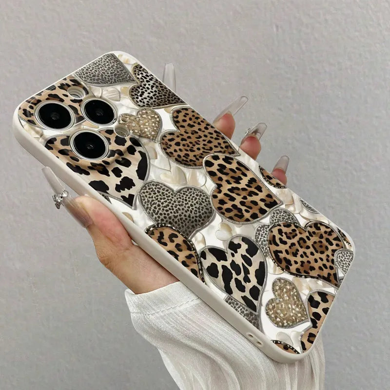 Fashionable Leopard Print Phone Case For Apple 16 15Promax iPhone 14Pro Protective Silicone Shell Drop Resistance Artistic Style