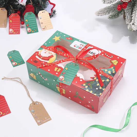 Creative Window Opening Transparent Christmas Baking Pastry Cupcake Packaging Box For Cakes Pastries And Gifts