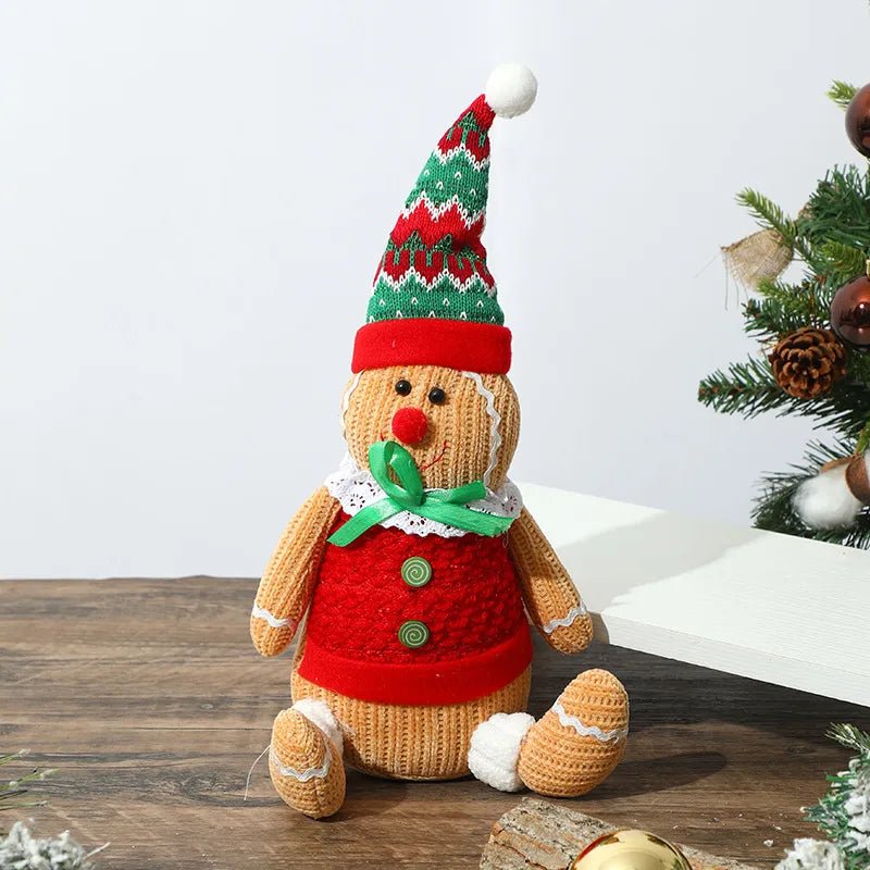 Christmas Decorations Gingerbread Man Stretching Dwarf Figure With Light Biscuit Man Doll Pendant Cartoon European Countryside Style Polyester