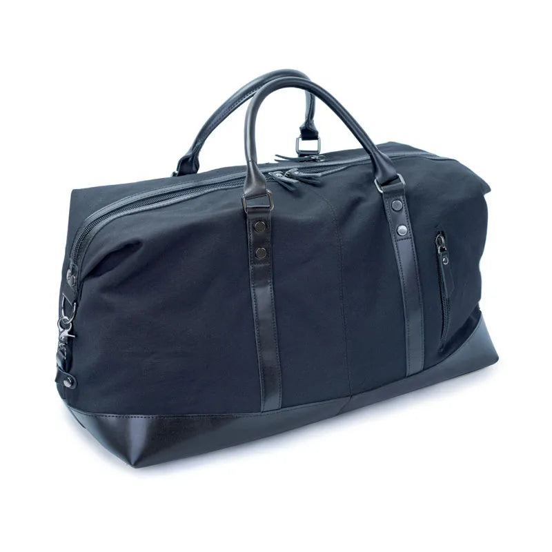 Canvas Travel Bag Men's Imitation Leather PU Outdoor Luggage Travel Fitness Photography Bag Large Capacity Handbag