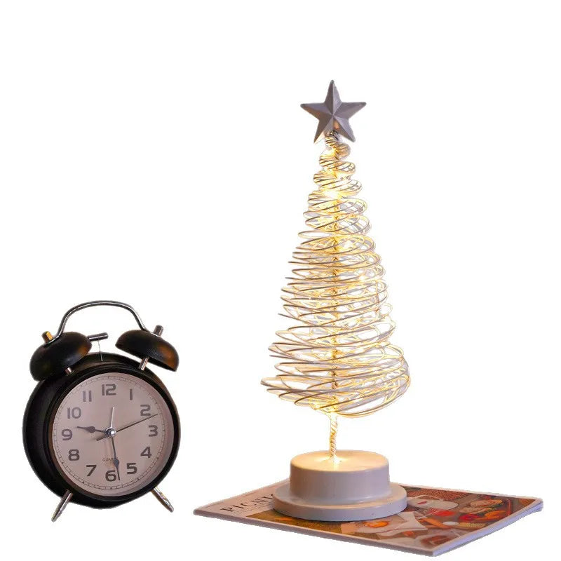 New LED Christmas Tree Decoration Lamp Festival Atmosphere Starlight Room Decorative Night Light Iron Art Ornament Shape Lamp