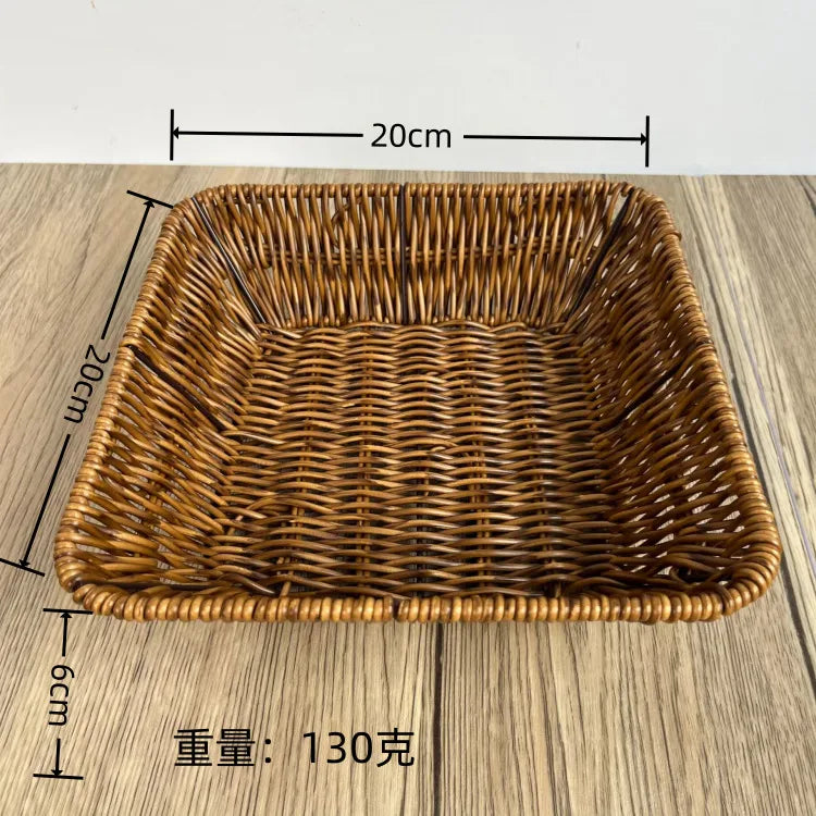 Simple Style Solid Color Imitation Rattan Storage Basket