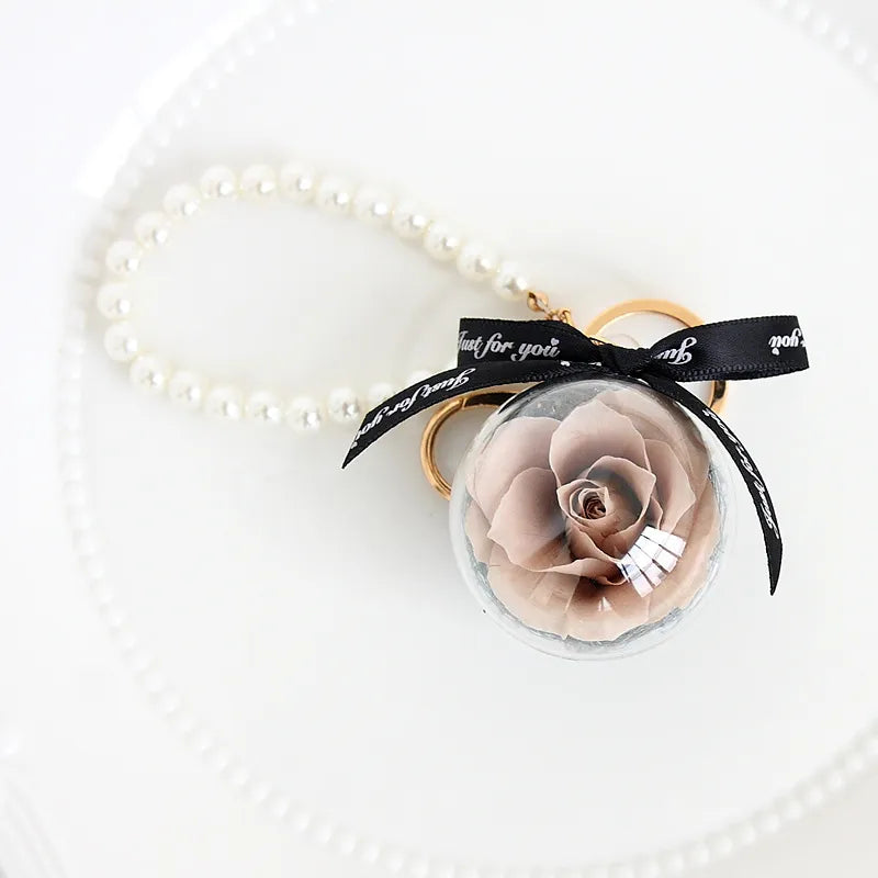 cute letter preserved flower women's keychain