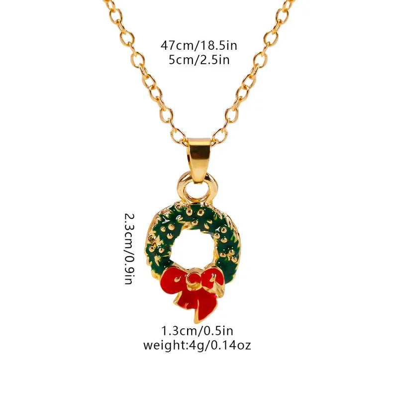 Christmas Elements Deer Santa Claus Alloy Pendant Necklace Christmas Socks Drop Oil Bell Pendant Best Friend Jewelry