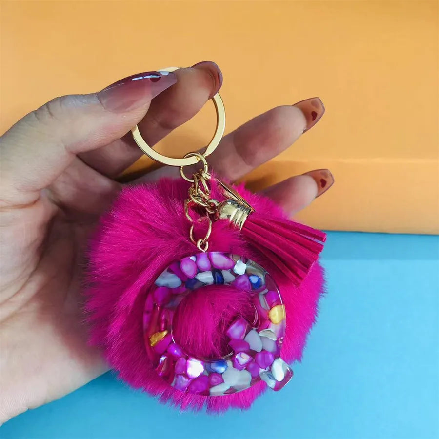 Simple Style Commute Letter Hairball Resin Unisex Bag Pendant Keychain