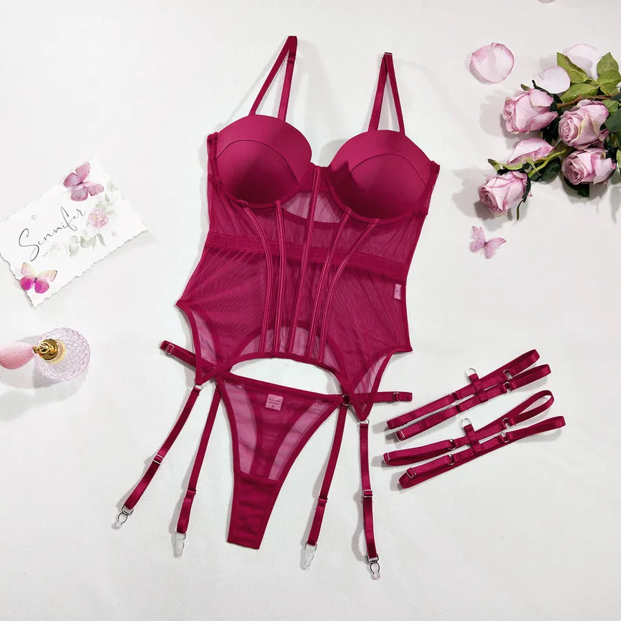 solid color underwire bra sexy low waist thong sexy lingerie