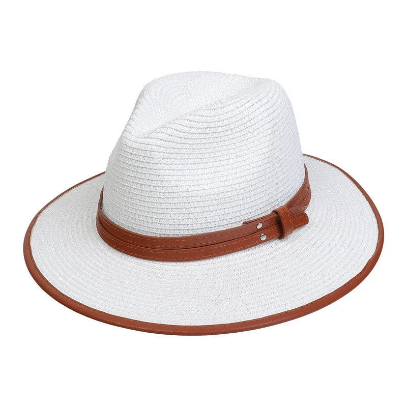 women's simple style commute color block flat eaves sun hat