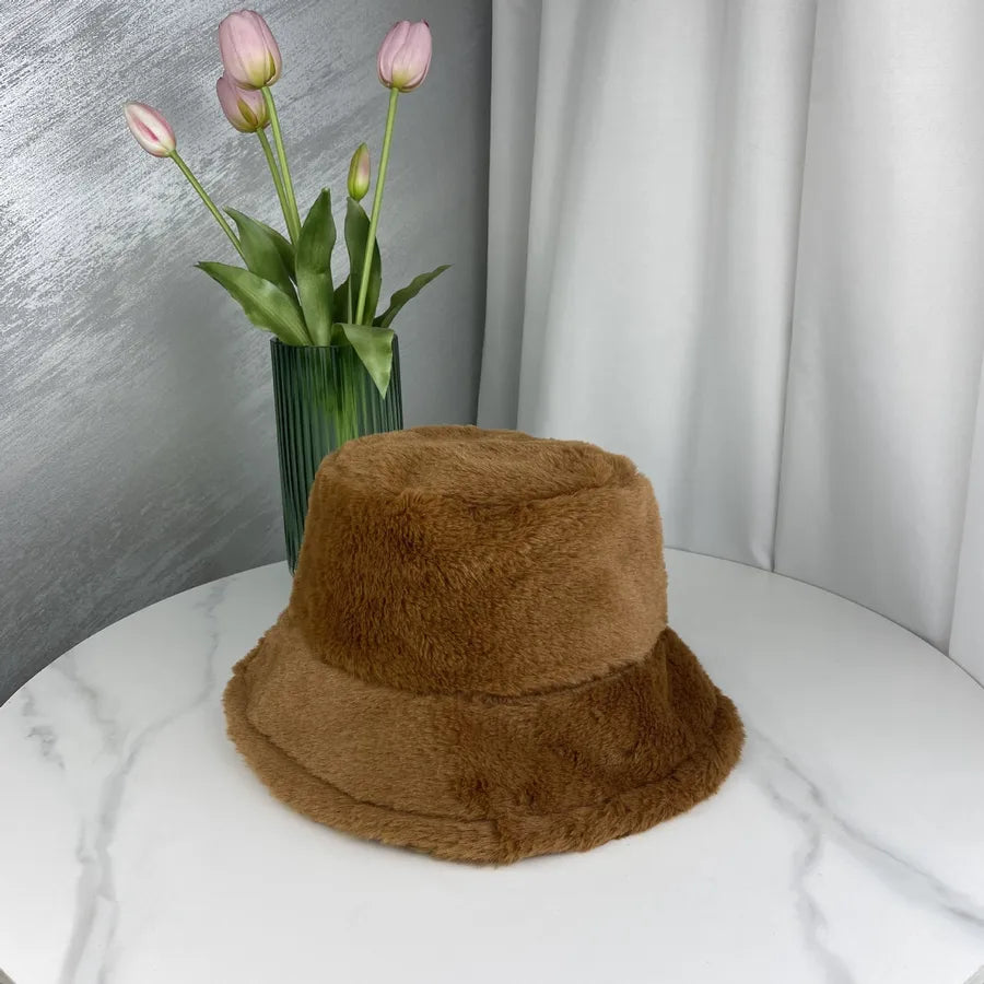 women's basic solid color curved eaves bucket hat
