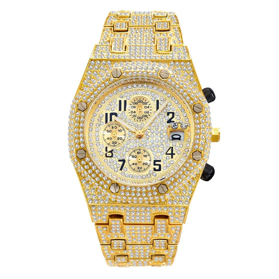 Simple Style Shiny Solid Color Butterfly Double Snap Quartz Watch Men's Watches