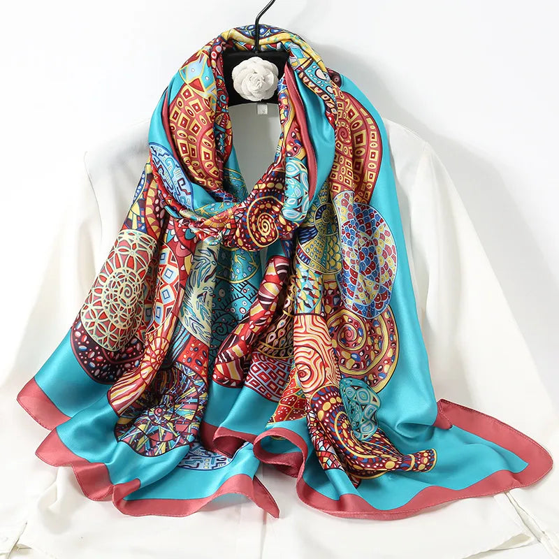 women's lady flower cloud brocade printing scarf