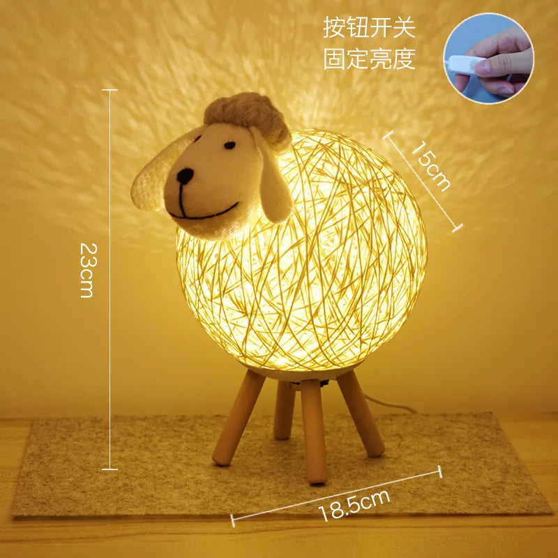 Creative lamb night light smart voice mobile phone app control bedroom atmosphere light cute children timing desk lamp