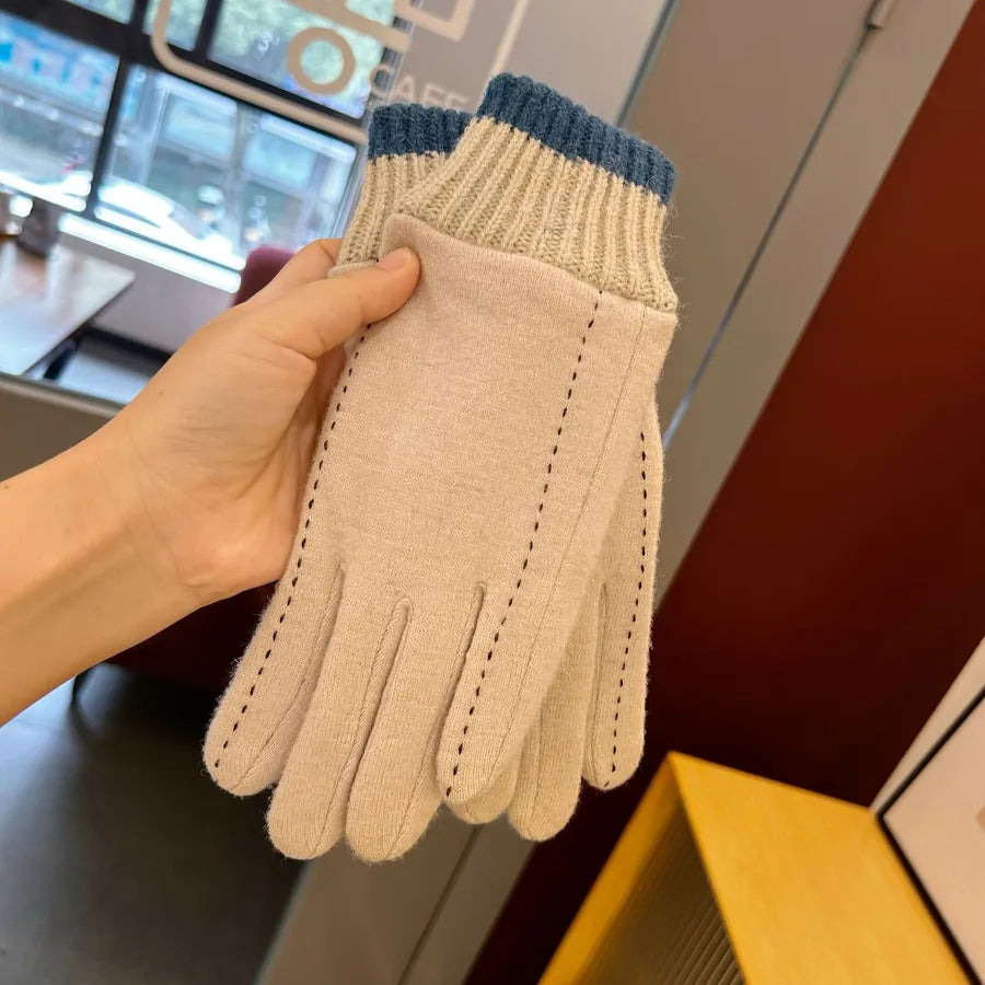 women's simple style solid color velvet polyester gloves 1 pair