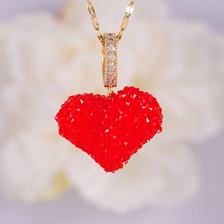 Wholesale Jewelry Cute Sweet Heart Shape 304 Stainless Steel Copper cable chain Pendant Necklace