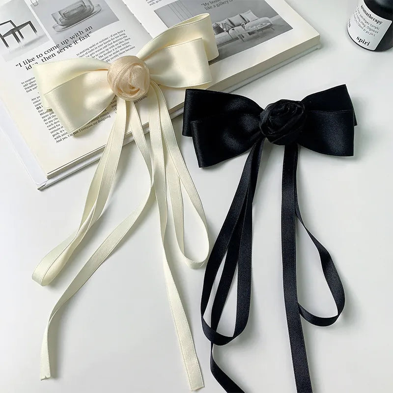 elegant simple style bow knot alloy gauze ribbon hair clip