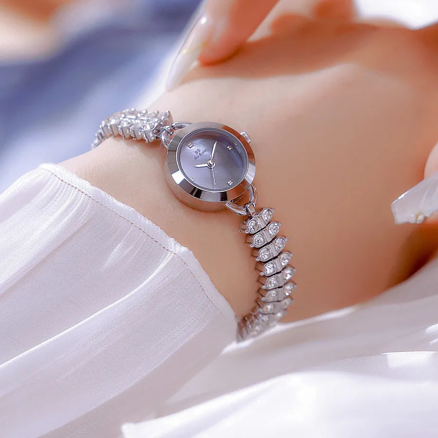 Elegant Zirconia Starry Sky Quartz Watch BS Brand Fashionable Vintage Gold Grain Small Luxury Wristwatch FA1881 Mineral Glass