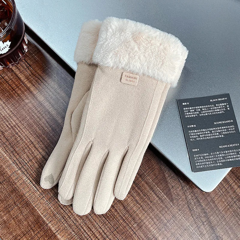women's simple style solid color velvet polyester gloves 1 pair