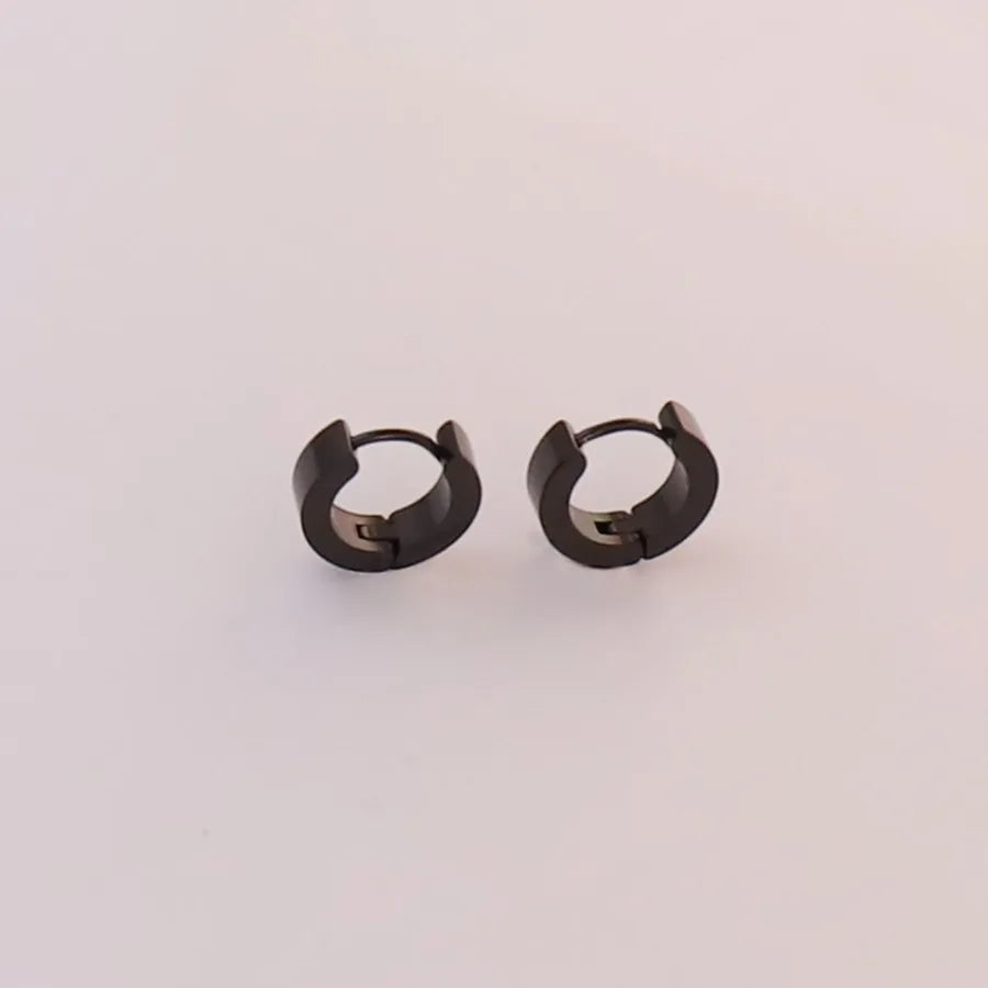Simple Style Round Solid Color 304 Stainless Steel Earrings 1 Pair