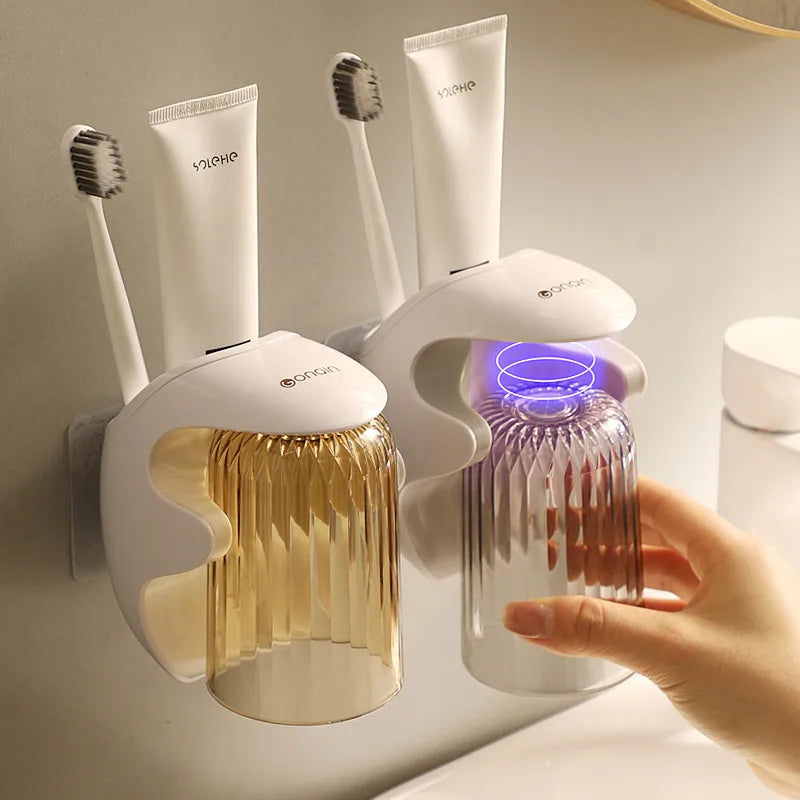 Simple Magnetic Suction Mouth Cup Wall-Mounted Household Wash Cup Set Tooth Cup Storage Rack Toothbrush Storage Box Toothbrush Cup