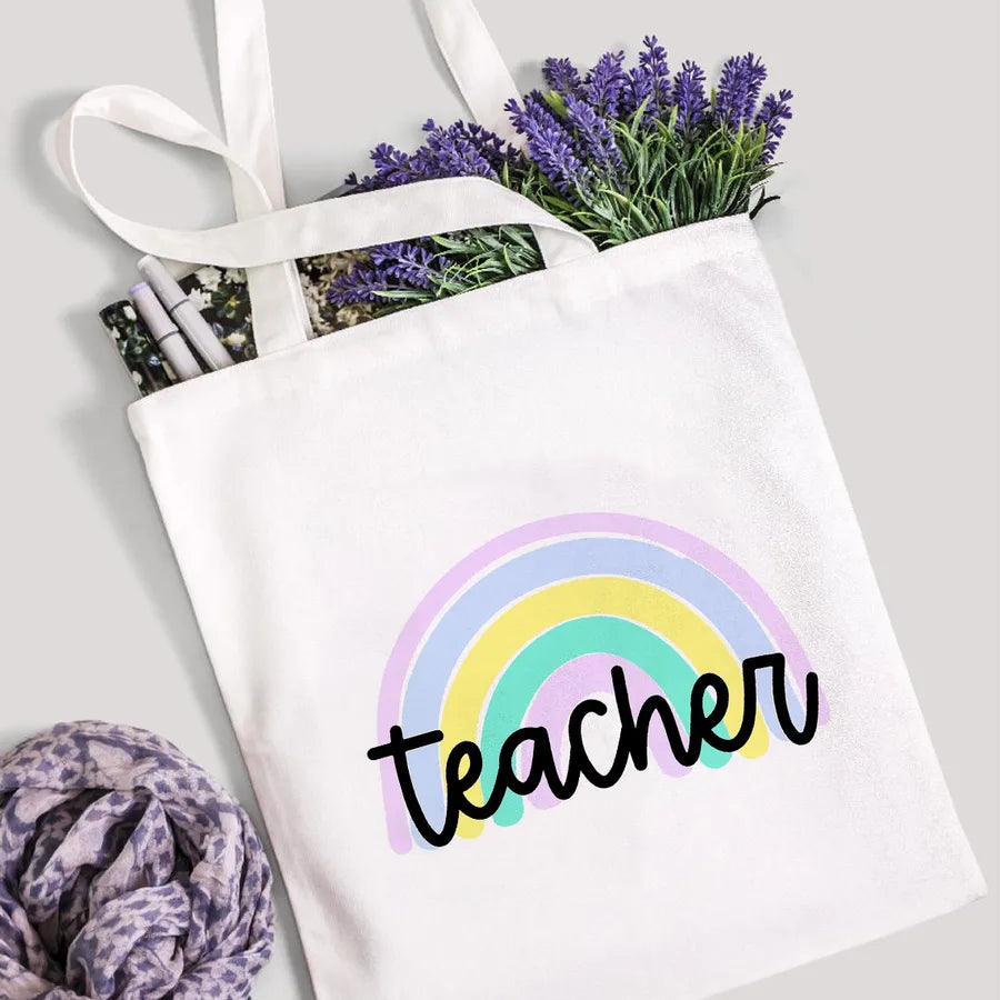 foreign trade Teach Love Rainbow printed canvas bag shoulder bag student fashion handbag spot