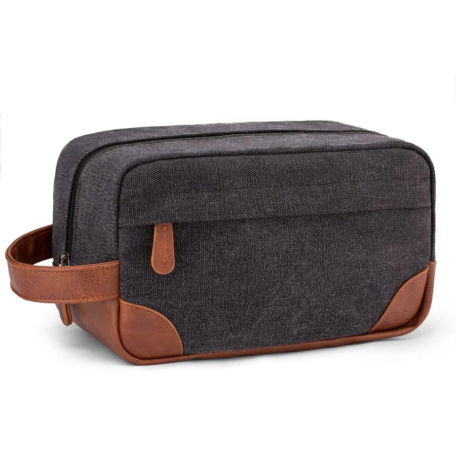 men's solid color canvas zipper cosmetic bag
