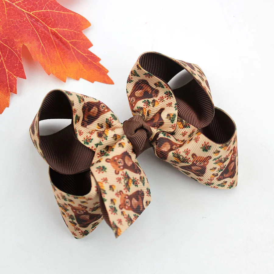 Halloween Thanksgiving Double Layer Bow Knot Pumpkin Ghost Themed Children's Hair Accessories Customizable Fall Season
