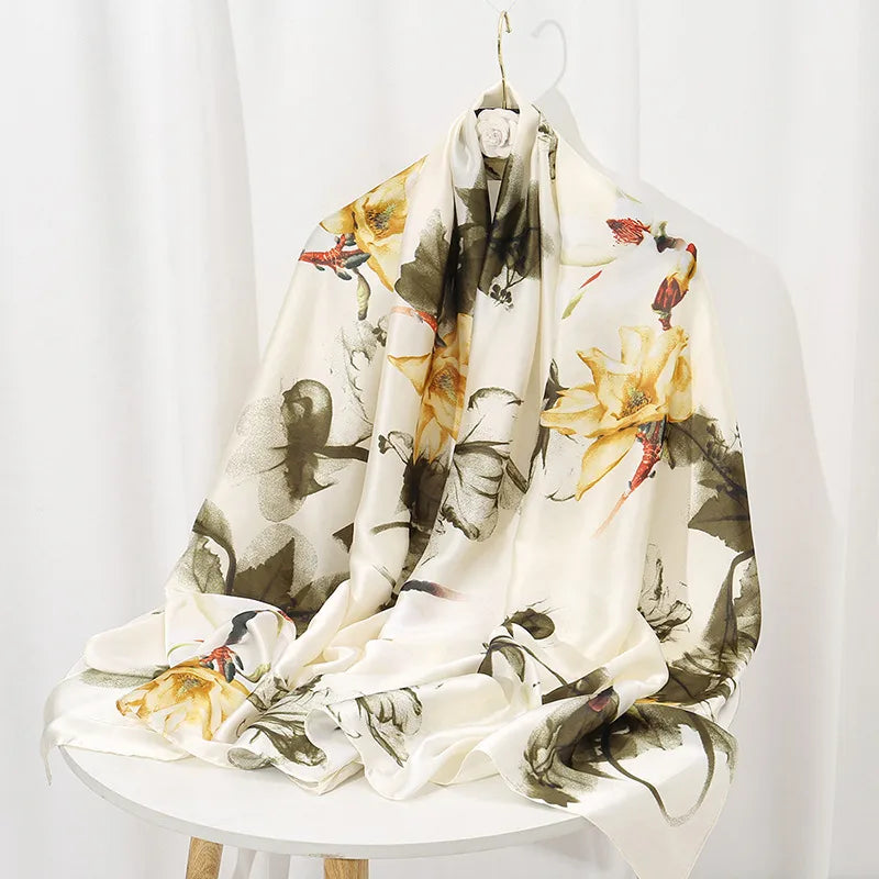 women's lady flower cloud brocade printing scarf