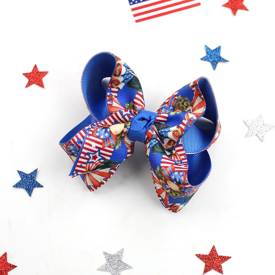 Independence Day Hairpin American Flag Bow Hair Accessories Children Girl Cute Headwear Patriotic Hairpin