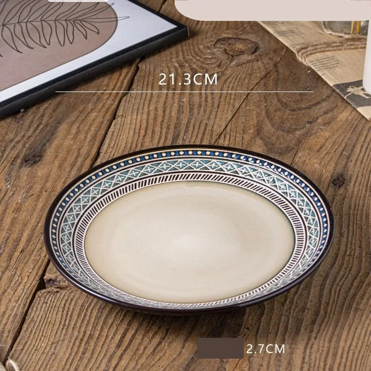 Retro Solid Color Flower ceramics Tableware 1 Piece