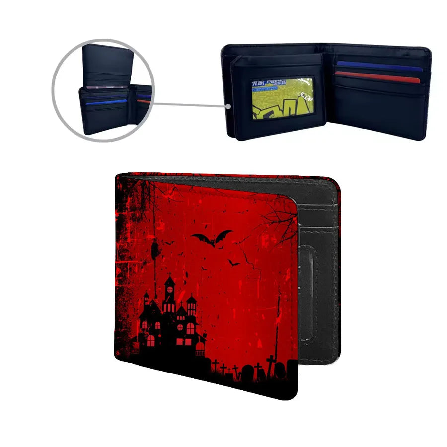 Men's Floral Skull Pu Leather Flip Cover Wallets