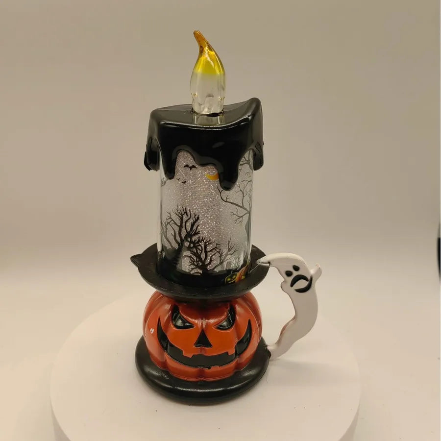 Halloween Pumpkin Candle Light Skull Flame Light Small Night Light Bar Secret Room Decoration Costume Prop Plastic Material