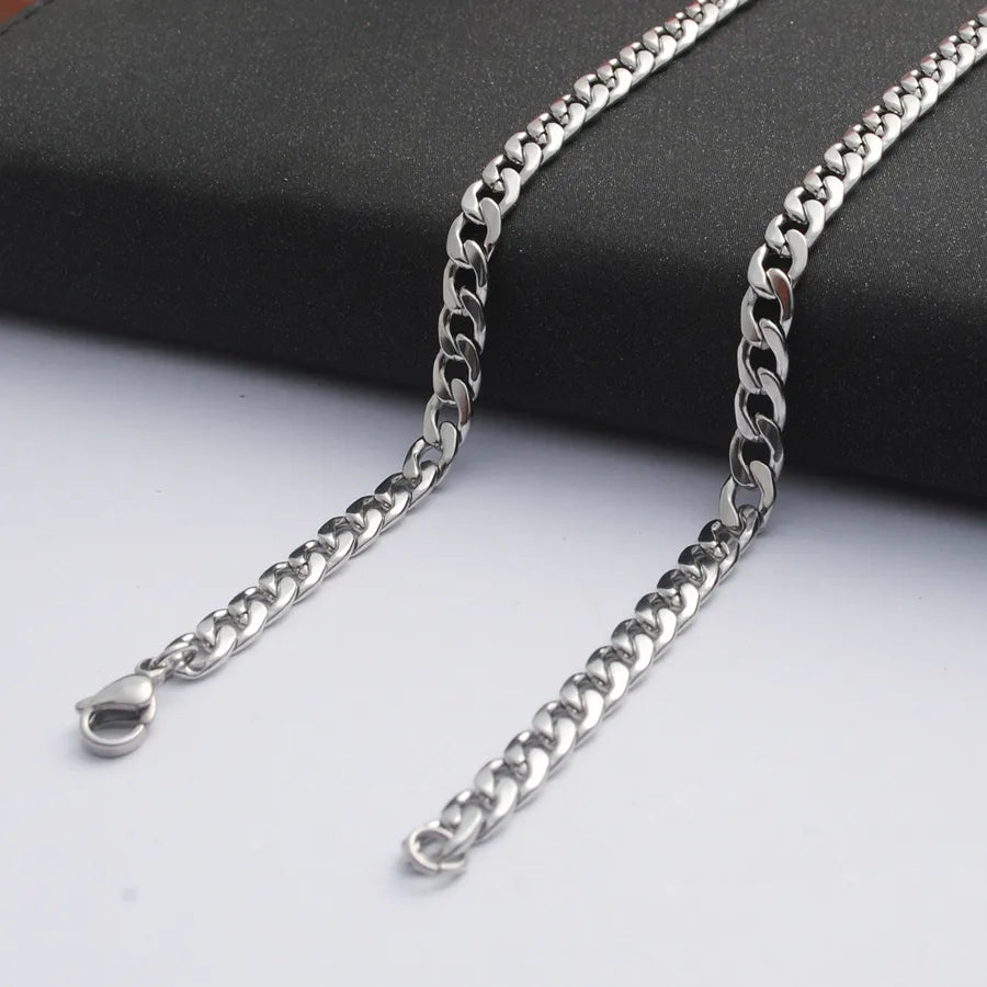 simple style solid color stainless steel plating necklace chain 1 piece