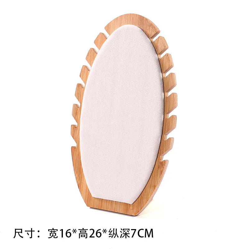 Flame Type Wooden Bamboo Necklace Bracelet Stand Jewelry Pendant Display Holder Academic Style Crafted Accessory Showpiece
