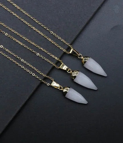 simple style chili natural stone polishing pendant necklace