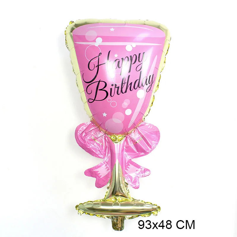 cute exaggerated romantic beer wine glass wine bottle aluminum film party birthday festival balloons