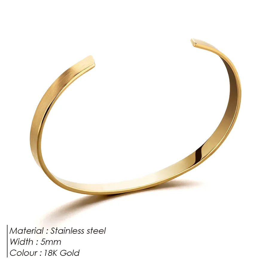 Basic British Style Streetwear Solid Color 304 Stainless Steel 18K Gold Plated White Gold Plated Men's Bangle
