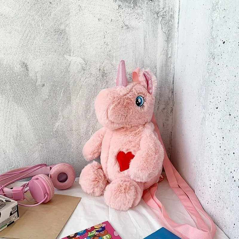 New Style Love  Children's Double Back Plush Bag New Style ins Cartoon Doll Shoulder Crossbody Bag
