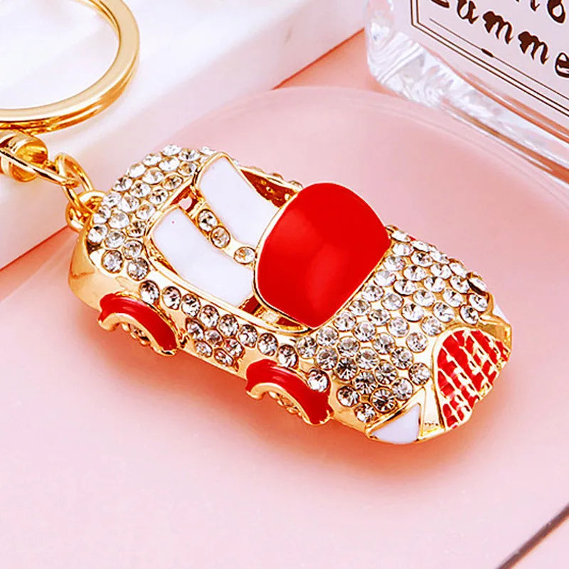 cute car metal diamond women's bag pendant keychain