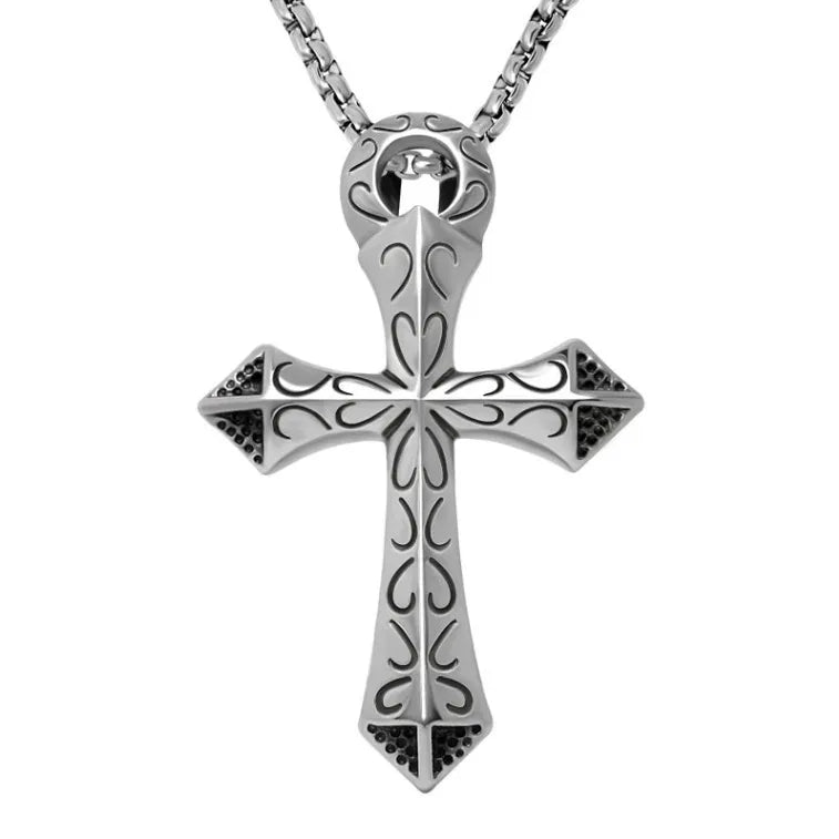Retro Punk Cross Axe Alloy Titanium Steel Iron Plating Men's Pendant Necklace Men Pendant Necklaces