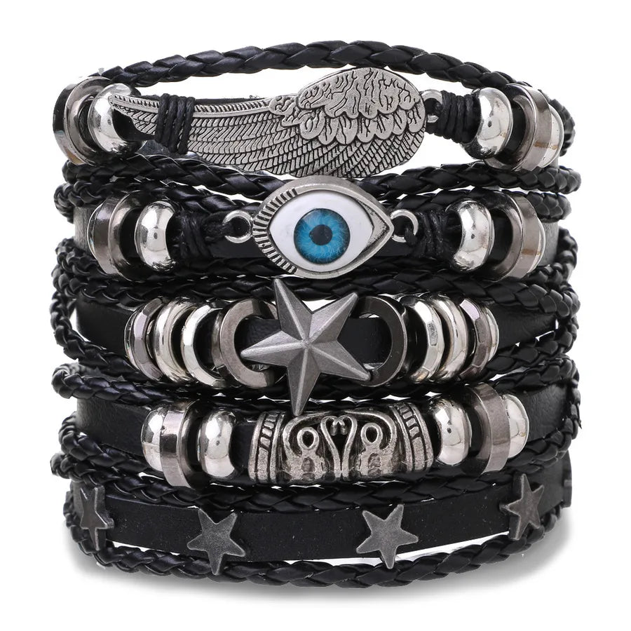 Hip-Hop Retro Geometric CCB Pu Leather Alloy Braid Men's Bracelets