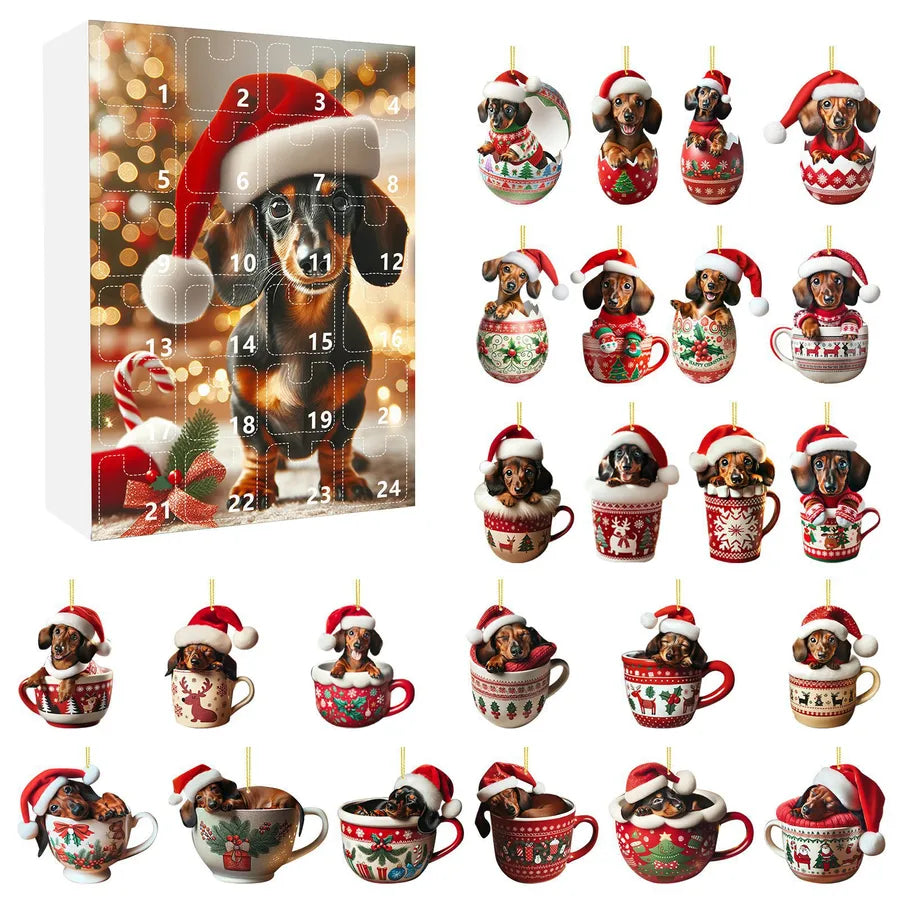 Creative Acrylic Flat Christmas Sausage Dog Blind Box Gift Set Festive Party Supplies Unique Holiday Themed Packaging