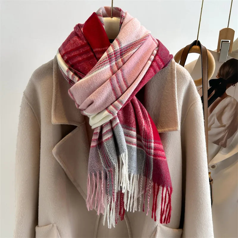 Women's Business Classic Style Color Block Imitation cashmere Scarf