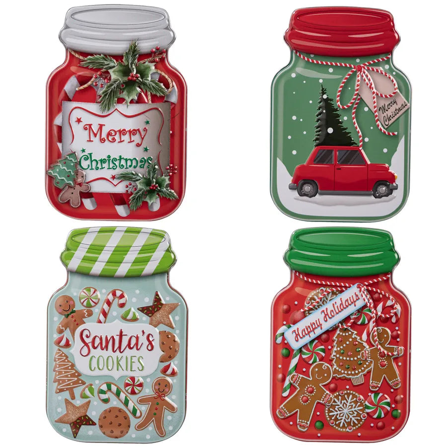 HaoBei Christmas New Product Car Gingerbread Man Party Candy Box Decoration Iron Tin Can Shape Christmas Tree Decoration
