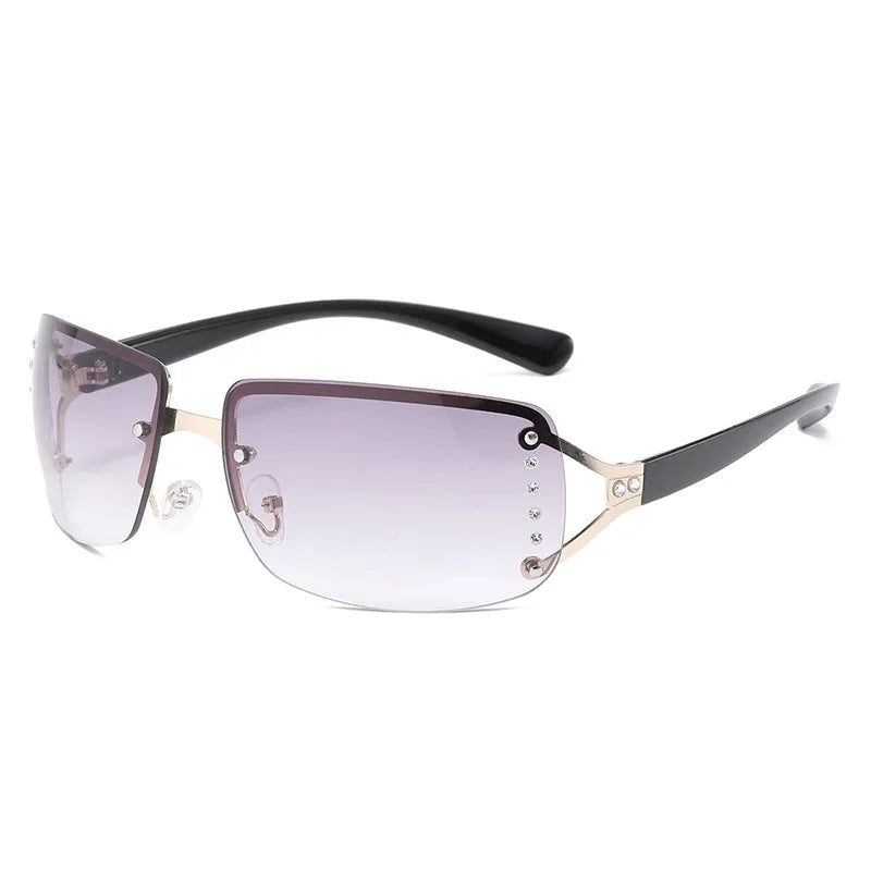 streetwear solid color ac square frameless women's sunglasses