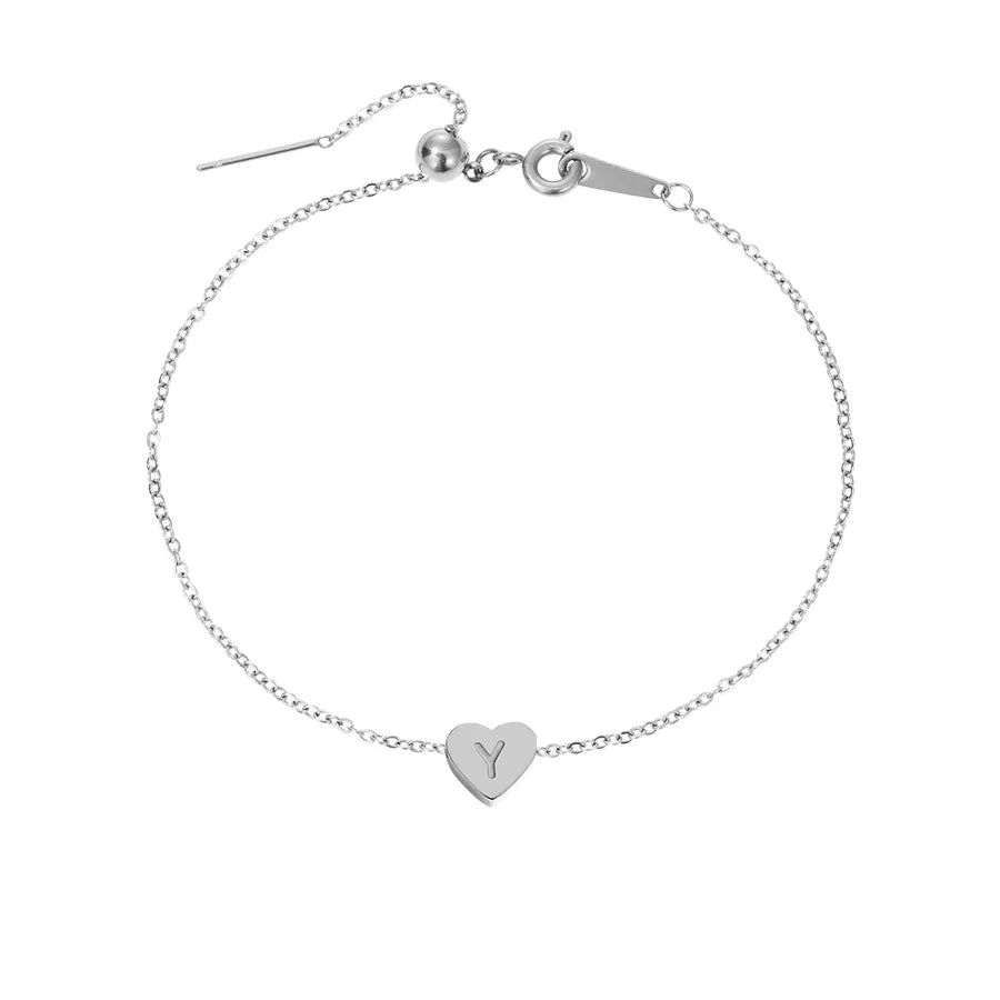 Wholesale Jewelry Beach Simple Style Commute Letter Heart Shape 304 Stainless Steel 14K Gold Plated Anklet