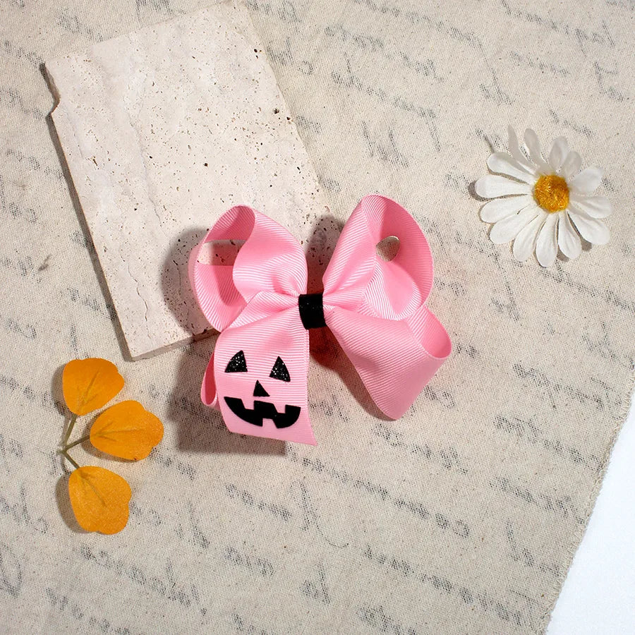 Halloween Devil Face Bow Knot Children's Hair Clip Girls Funny Hair Accessories Popular Design Fabric Hair Decorations