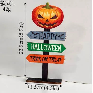 Wooden Halloween Decorations Ghost Festival Props Pumpkin Sprite Letter Wooden Ornaments Ghost Wooden Display Stand